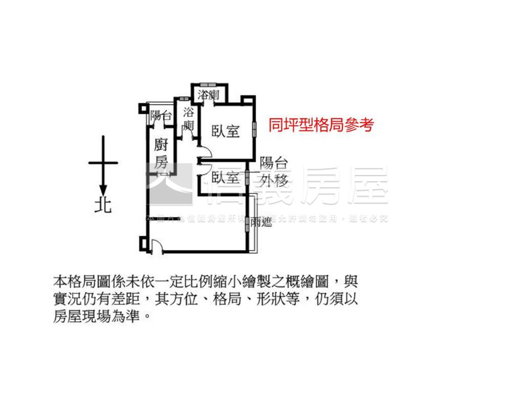 城市２房１．５衛有開窗房屋室內格局與周邊環境