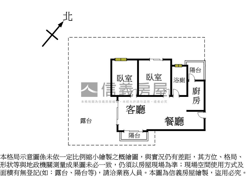 全新兩房專用露臺約４５坪房屋室內格局與周邊環境