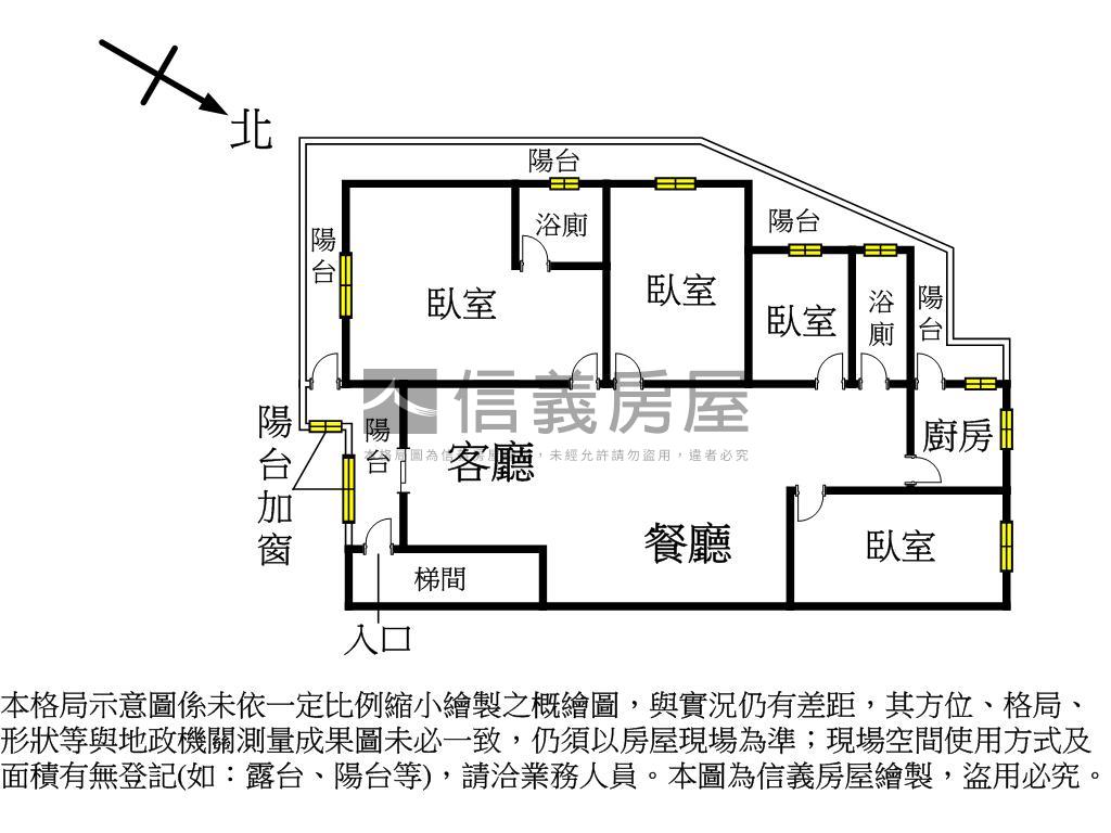 近捷運邊間大四房黃金三樓房屋室內格局與周邊環境